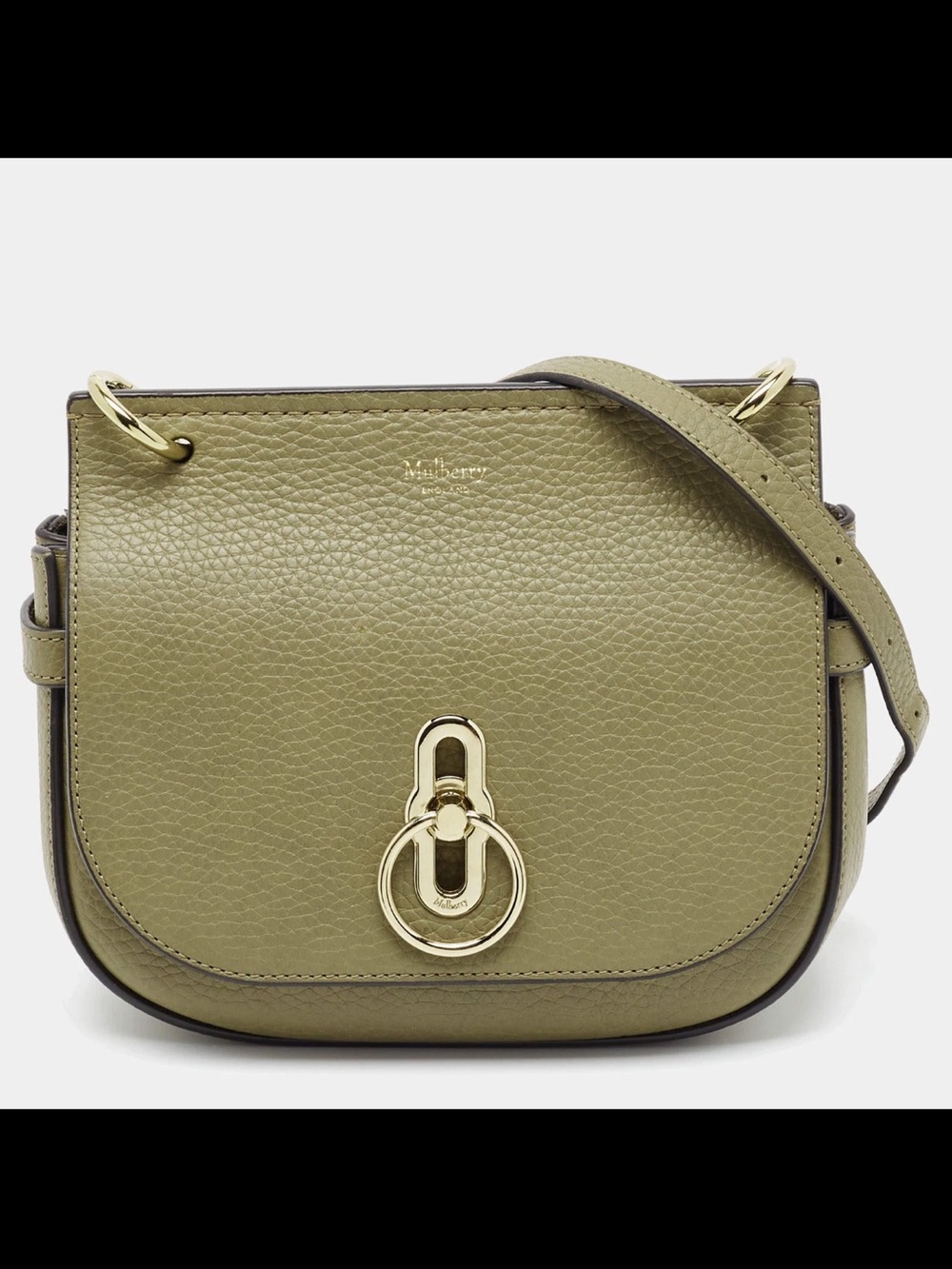 Mulberry Olive Green Pebble Leather Crossbody Bag with Gold Hardware